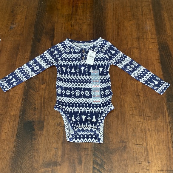 Unisex Printed Thermal-Knit Henley Bodysuit for Baby - Picture 1 of 7